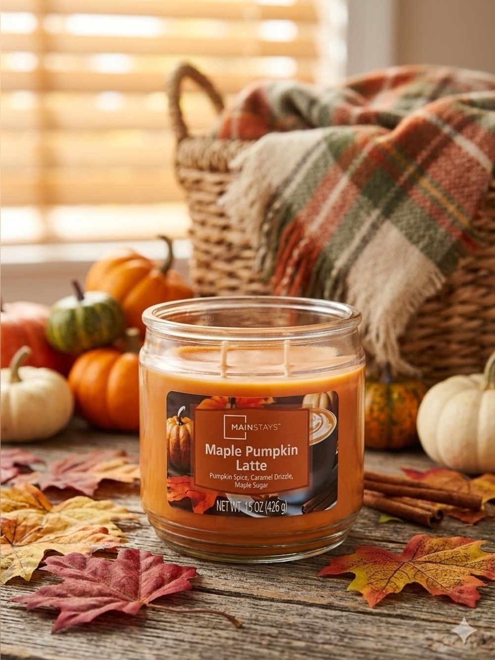 Mainstays Orange Maple Pumpkin Latte 3-Wick Jar Candle